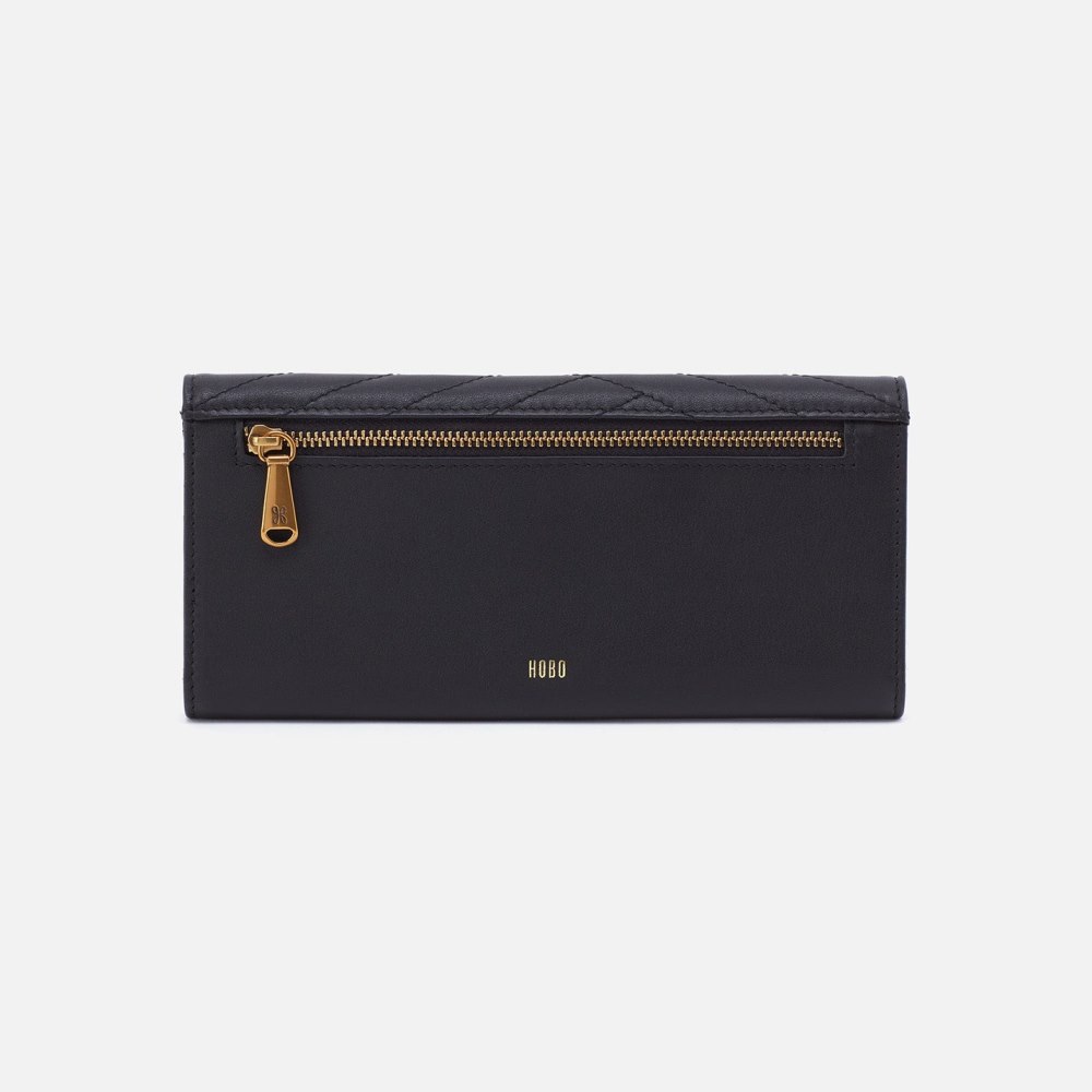 Hobo | Jill Large Trifold Wallet in Quilted Silk Napa Leather - Black