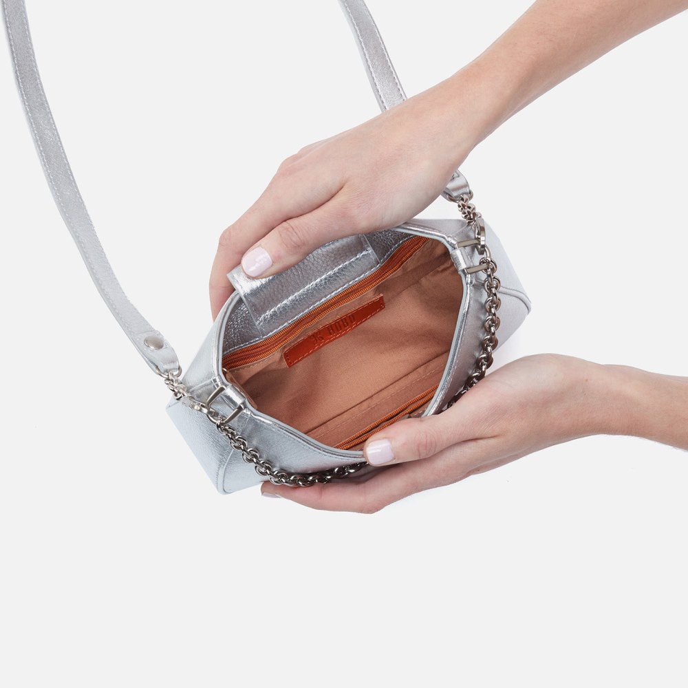 Hobo | Rosa Crossbody in Metallic Leather - Argento