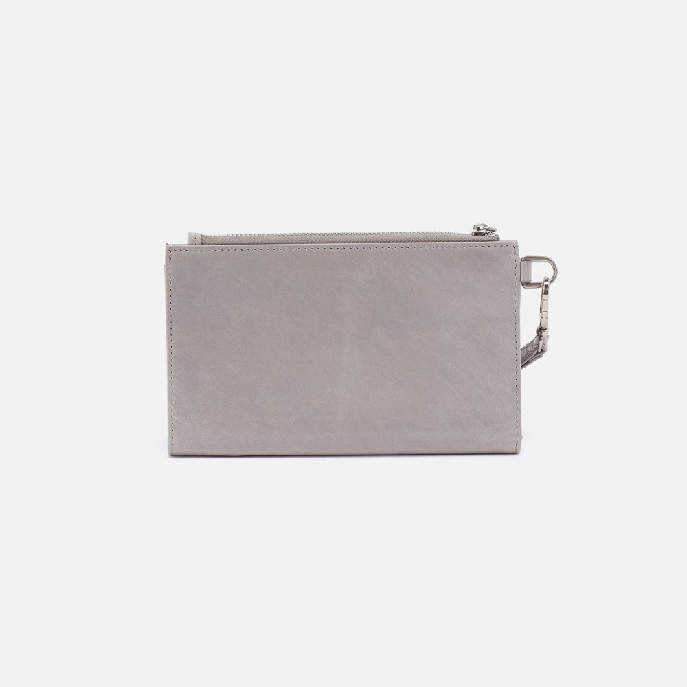 Hobo | Kali Phone Wallet in Polished Leather - Light Grey