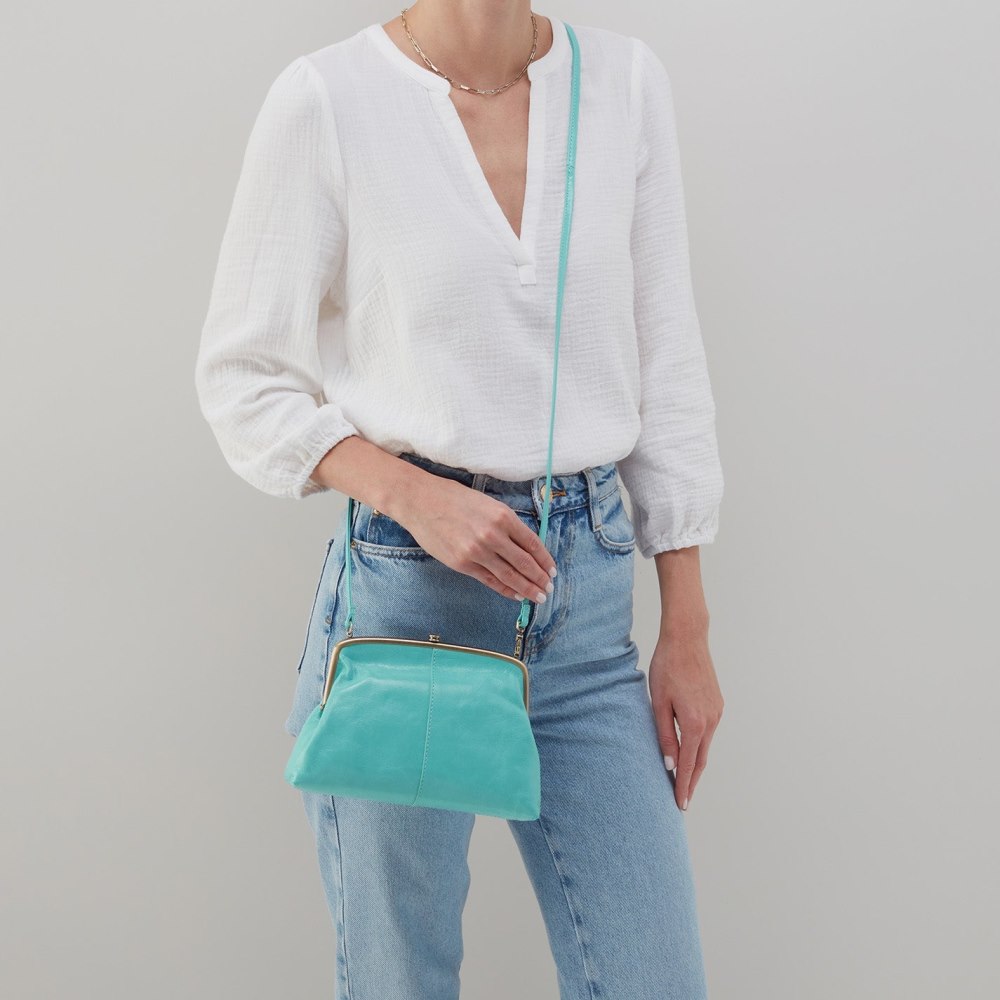 Hobo | Lana Crossbody in Polished Leather - Light Aqua