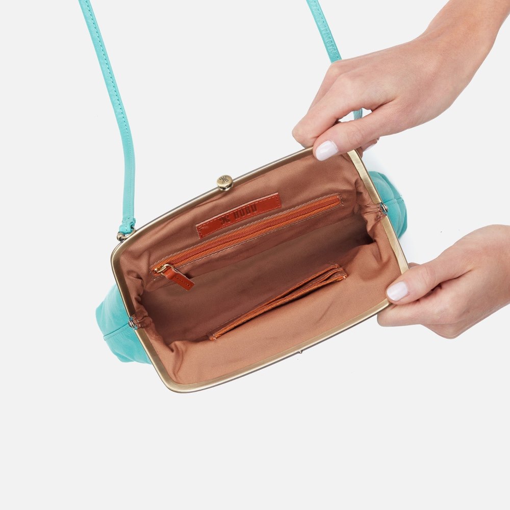 Hobo | Lana Crossbody in Polished Leather - Light Aqua