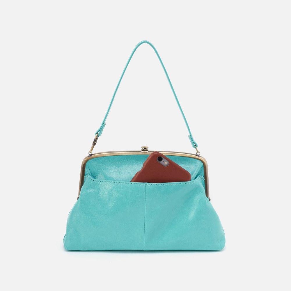 Hobo | Lana Crossbody in Polished Leather - Light Aqua