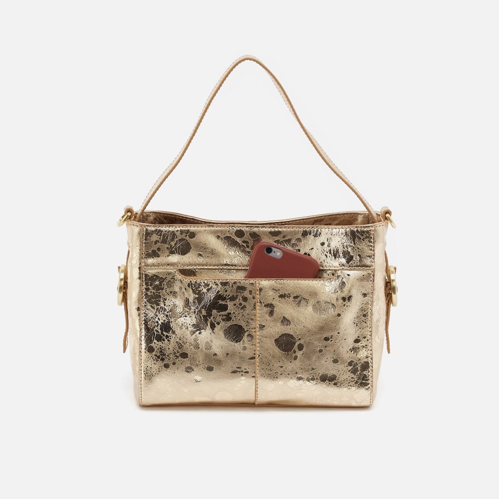 Hobo | Render Small Crossbody in Metallic Leather - Gilded Marble