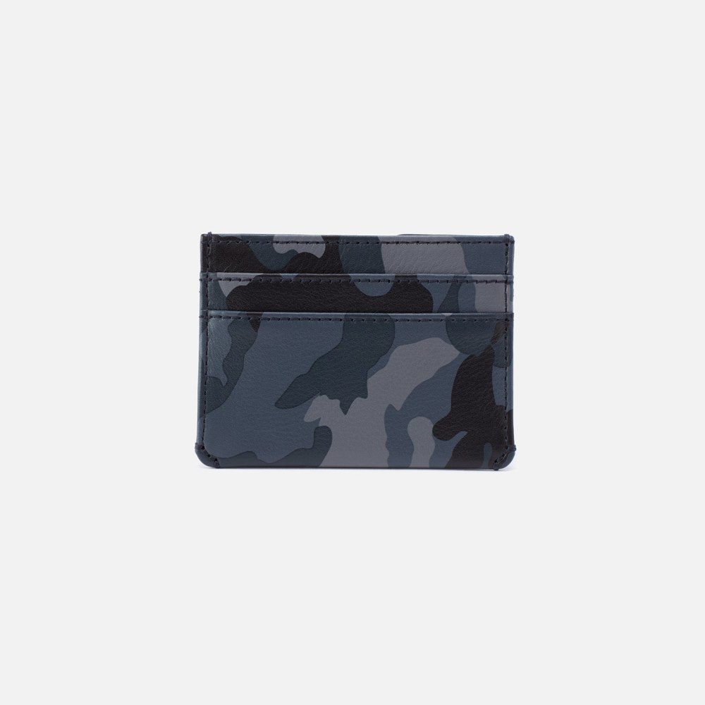 Hobo | Men's Credit Card Wallet in Silk Napa Leather - Blue Camo - Click Image to Close