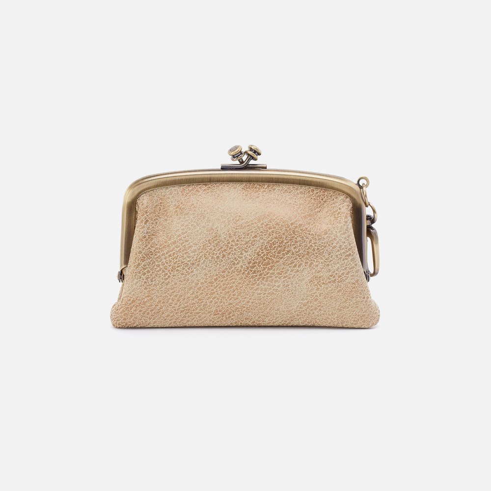 Hobo | Cheer Frame Pouch in Metallic Leather - Gold Leaf