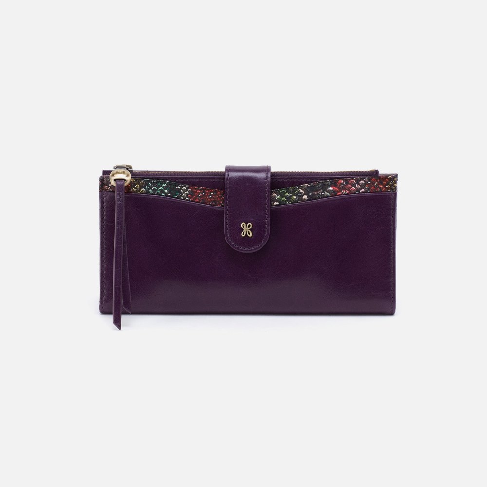 Hobo | Max Continental Wallet in Mixed Leathers - Deep Purple - Click Image to Close