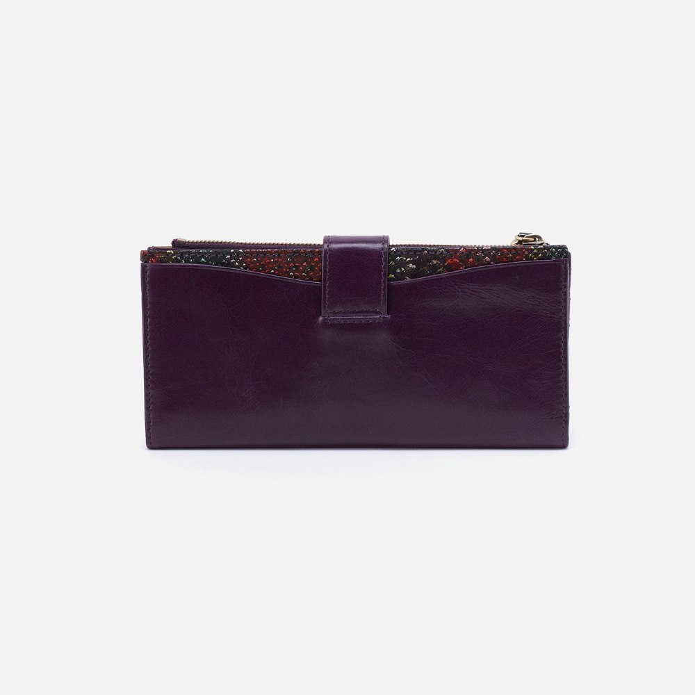 Hobo | Max Continental Wallet in Mixed Leathers - Deep Purple