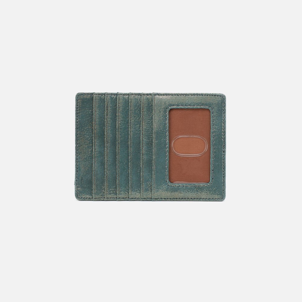 Hobo | Euro Slide Card Case in Metallic Leather - Evergreen Shimmer