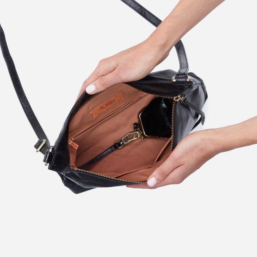 Hobo | Cambel Large Crossbody in Polished Leather - Black