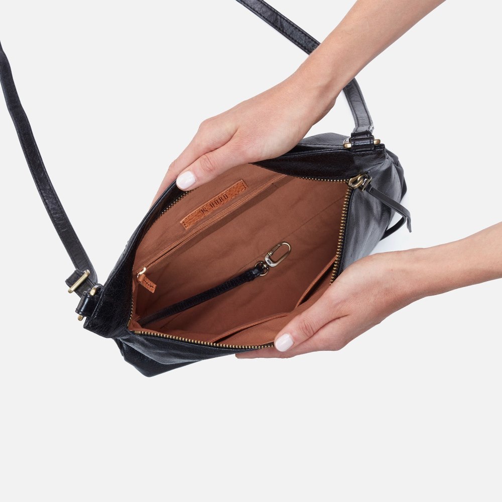 Hobo | Cambel Large Crossbody in Polished Leather - Black