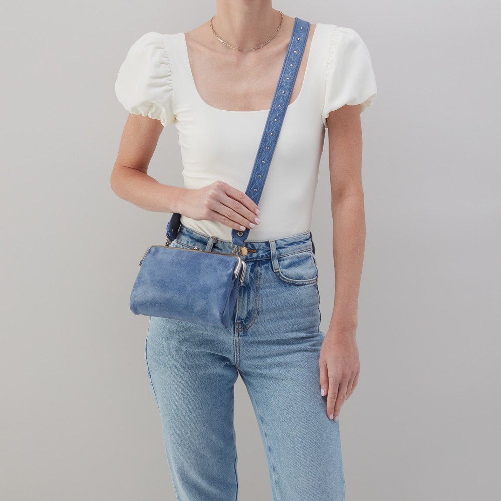 Hobo | Lauren Crossbody in Buffed Leather - Azure