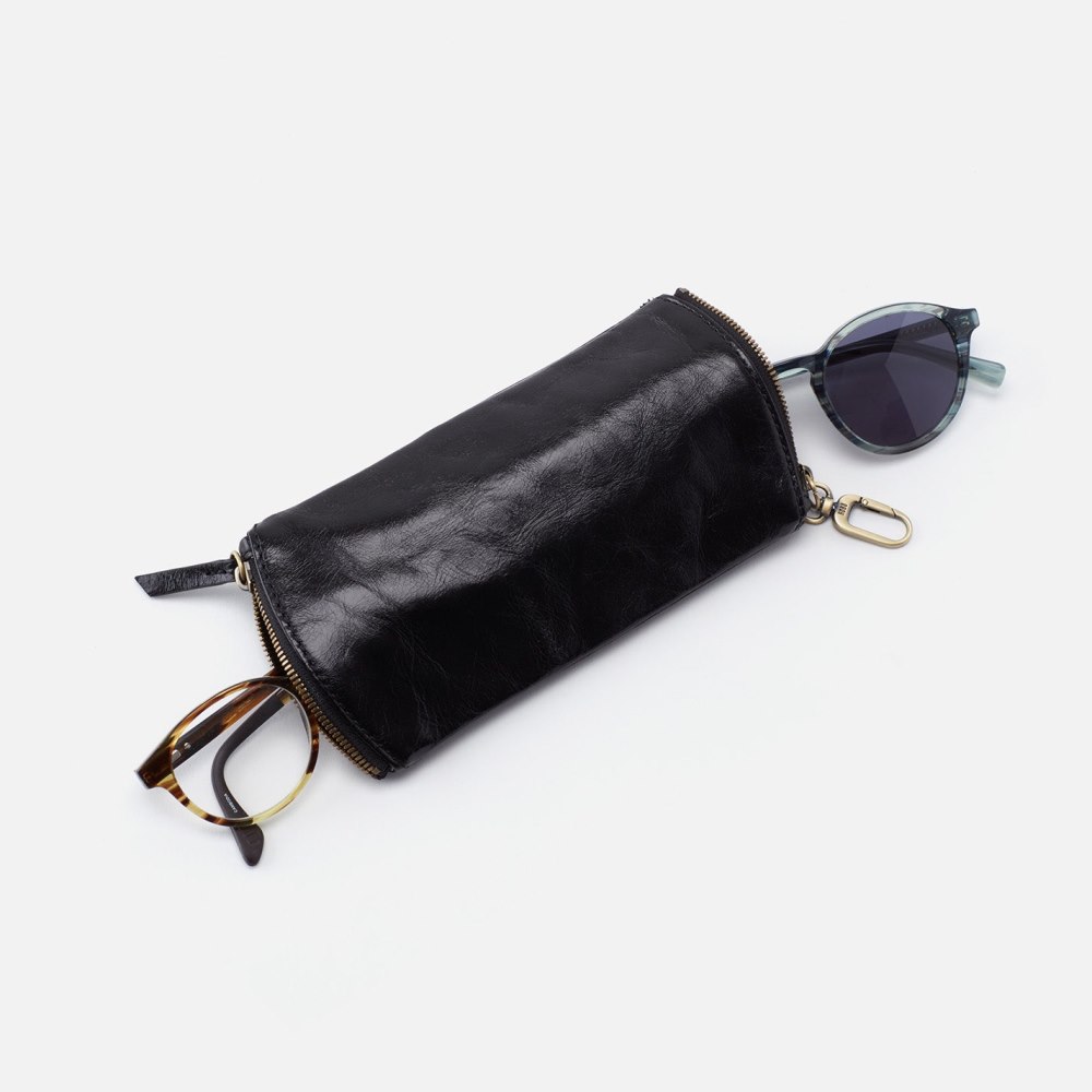 Hobo | Spark Double Eyeglass Case in Polished Leather - Black