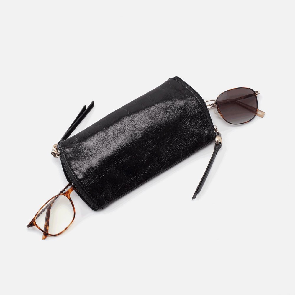 Hobo | Spark Double Eyeglass Case in Polished Leather - Black