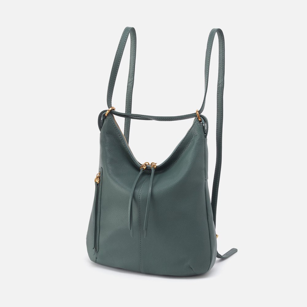 Hobo | Merrin Convertible Backpack in Pebbled Leather - Sage Leaf - Click Image to Close