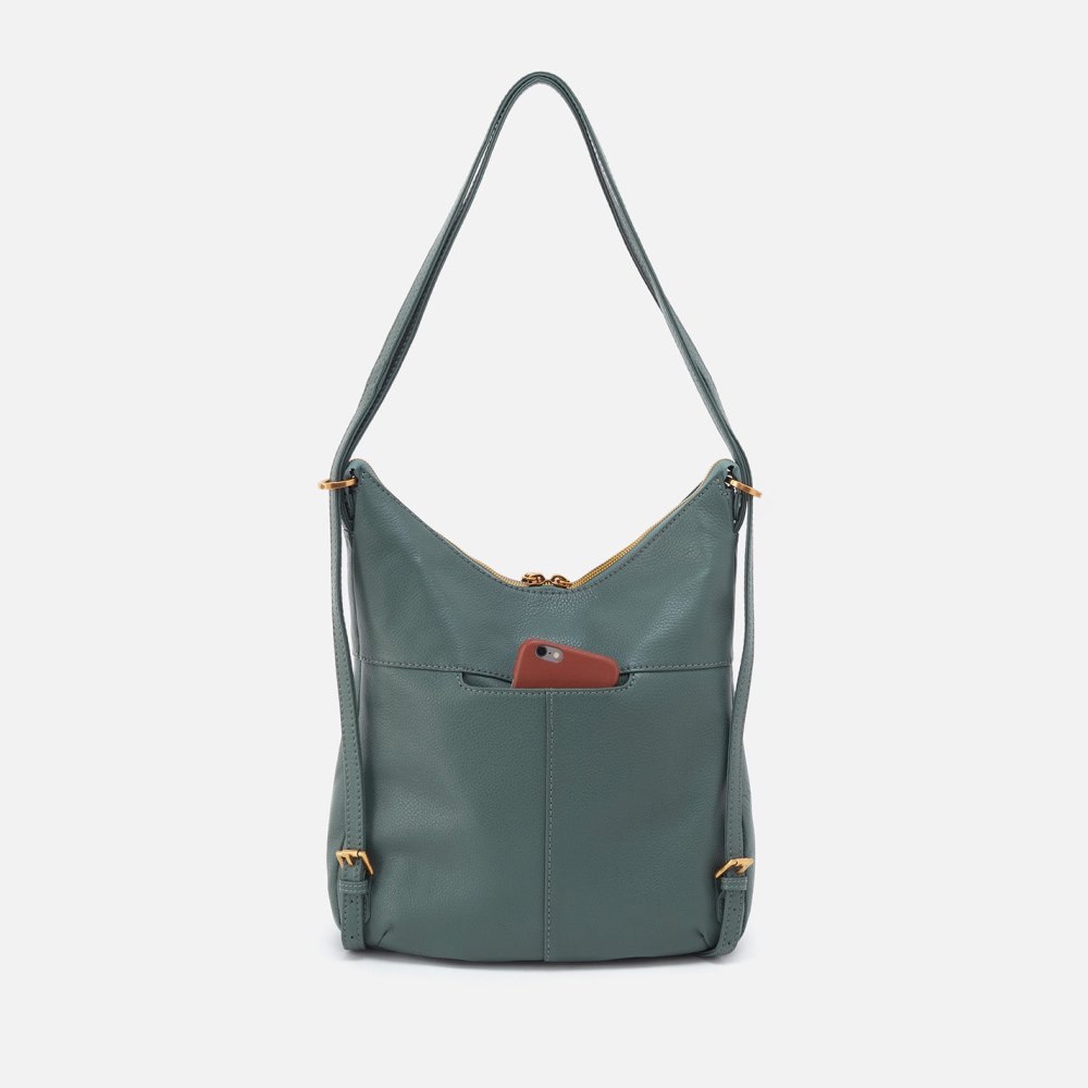 Hobo | Merrin Convertible Backpack in Pebbled Leather - Sage Leaf