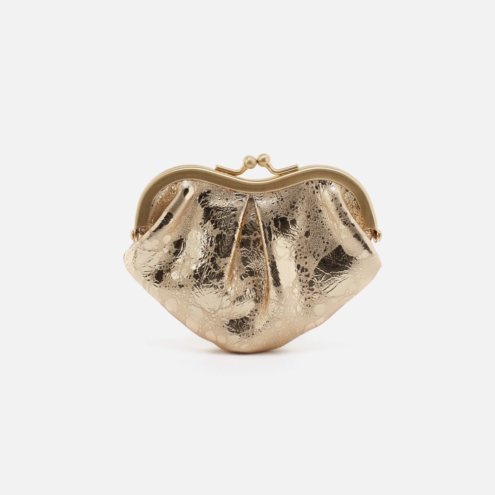 Hobo | Heart Frame Key Fob in Metallic Leather - Gilded Marble