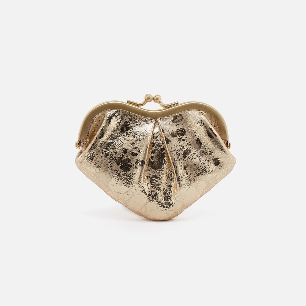 Hobo | Heart Frame Key Fob in Metallic Leather - Gilded Marble