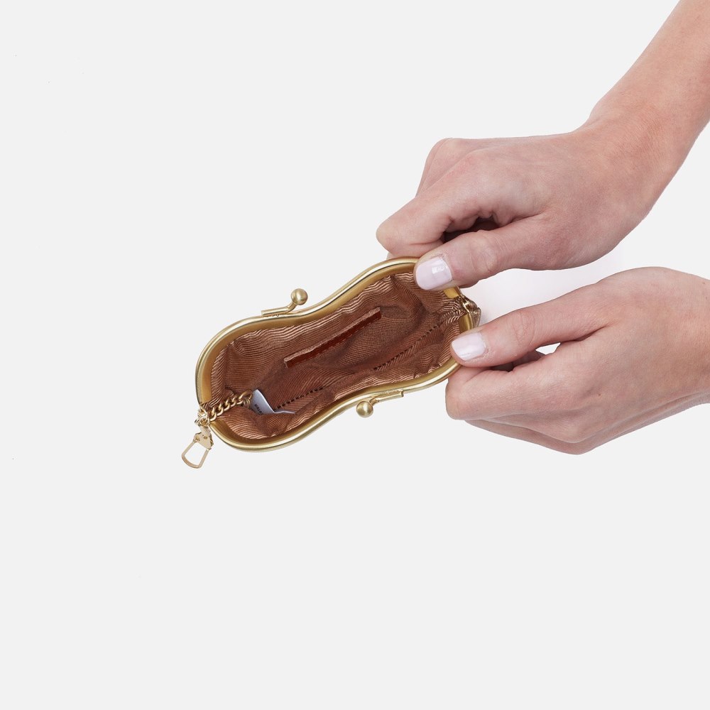 Hobo | Heart Frame Key Fob in Metallic Leather - Gilded Marble