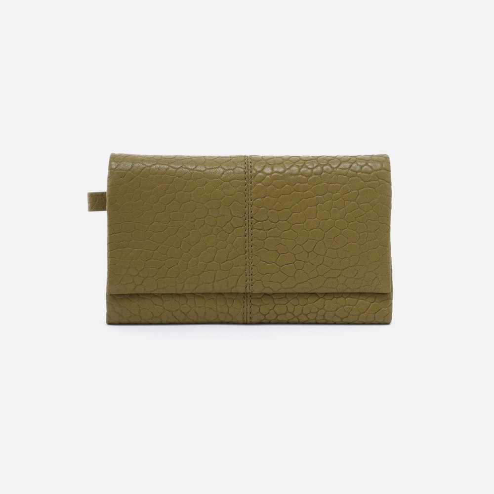 Hobo | Keen Continental Wallet in Bubble Pebbled Leather - Green