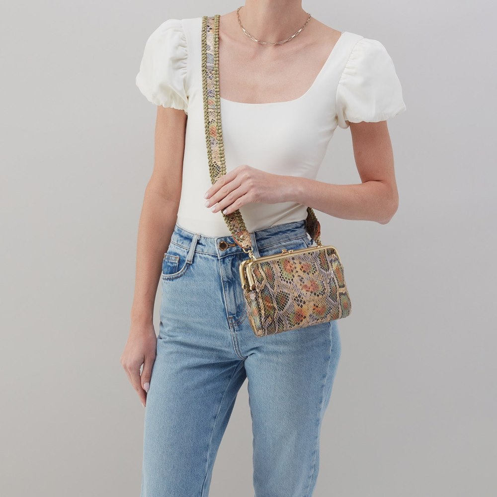 Hobo | Lauren Crossbody in Printed Leather - Opal Snake Print