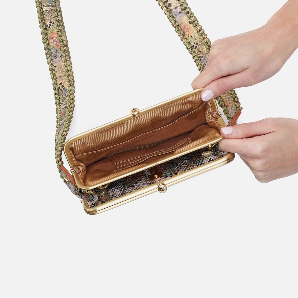 Hobo | Lauren Crossbody in Printed Leather - Opal Snake Print