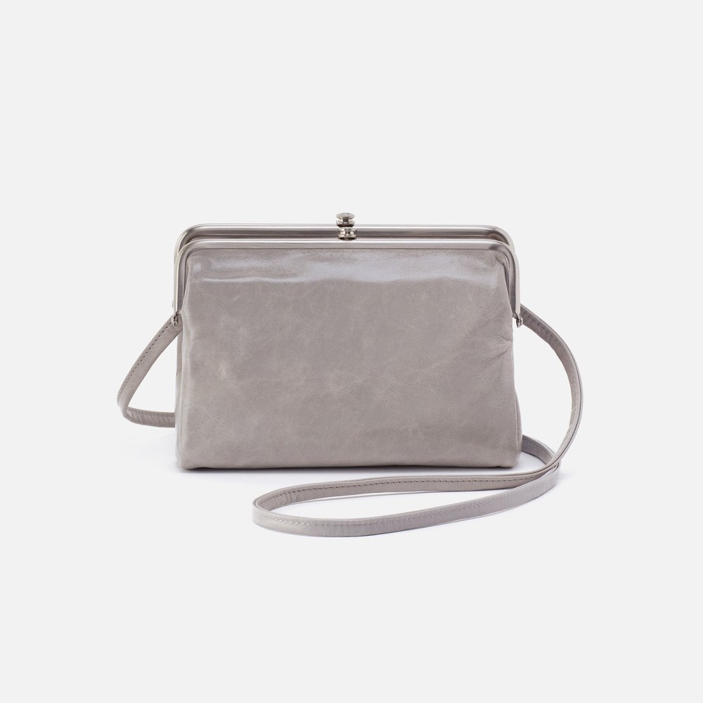 Hobo | Lauren Crossbody in Polished Leather - Light Grey