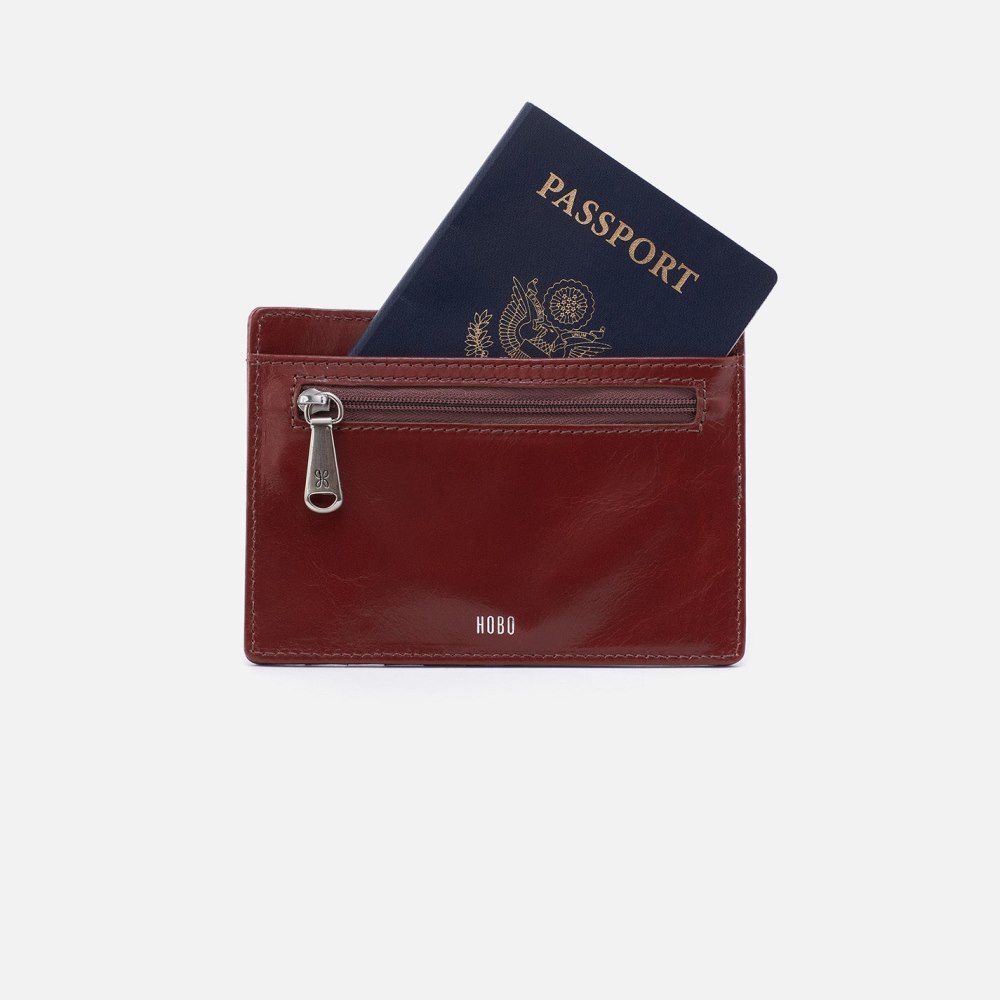 Hobo | Euro Slide Card Case in Polished Leather - Henna