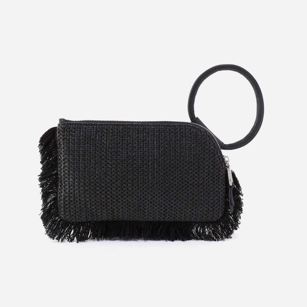 Hobo | Sable Wristlet in Raffia With Leather Trim - Black