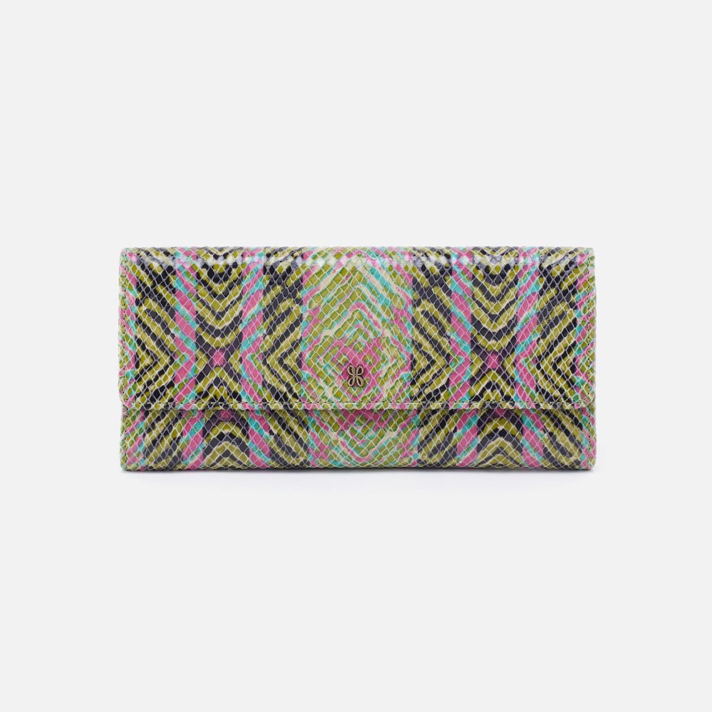 Hobo | Jill Large Trifold Wallet in Printed Leather - Geo Diamond Print - Click Image to Close