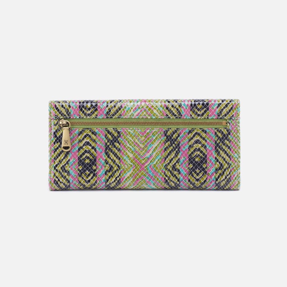 Hobo | Jill Large Trifold Wallet in Printed Leather - Geo Diamond Print