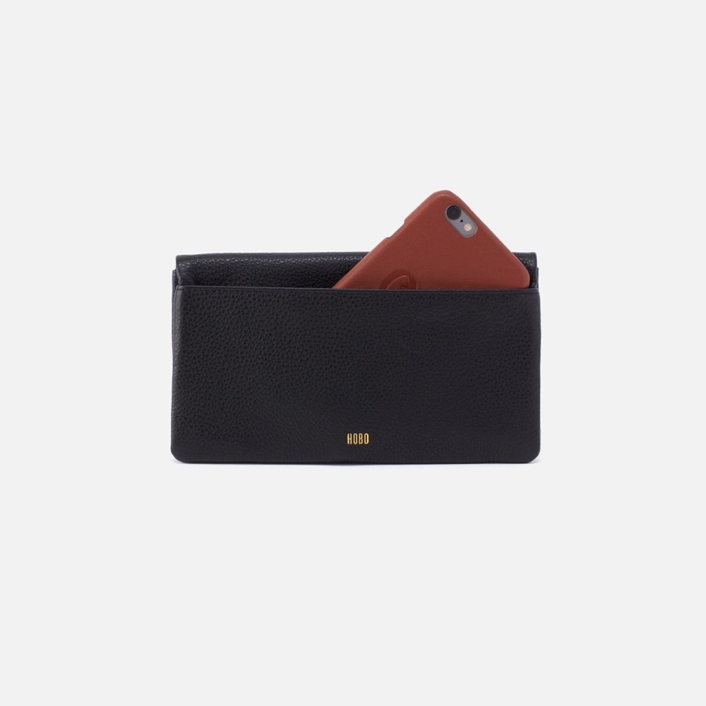 Hobo | Lumen Continental Wallet in Pebbled Leather - Black