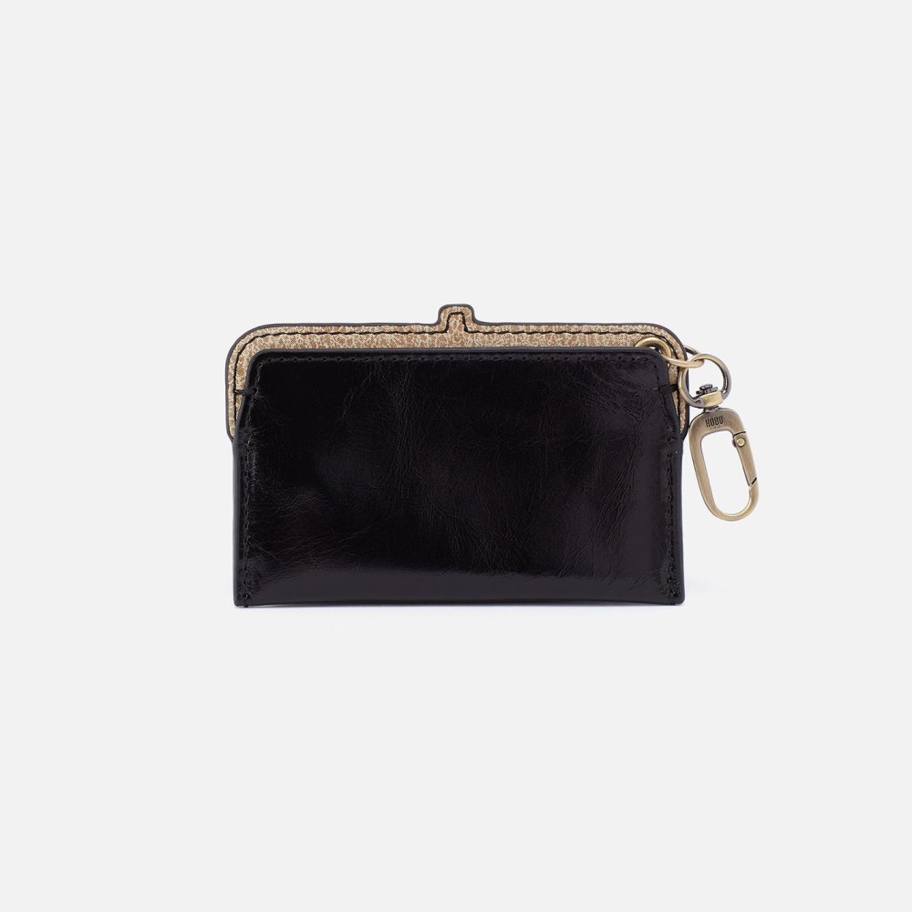 Hobo | Lauren Card Case Charm in POLISHED LEATHER - Black - Click Image to Close