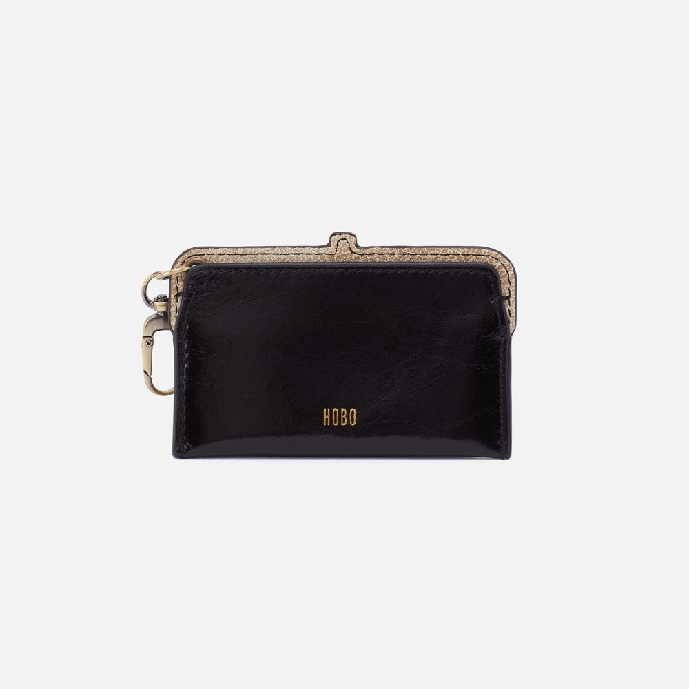 Hobo | Lauren Card Case Charm in POLISHED LEATHER - Black