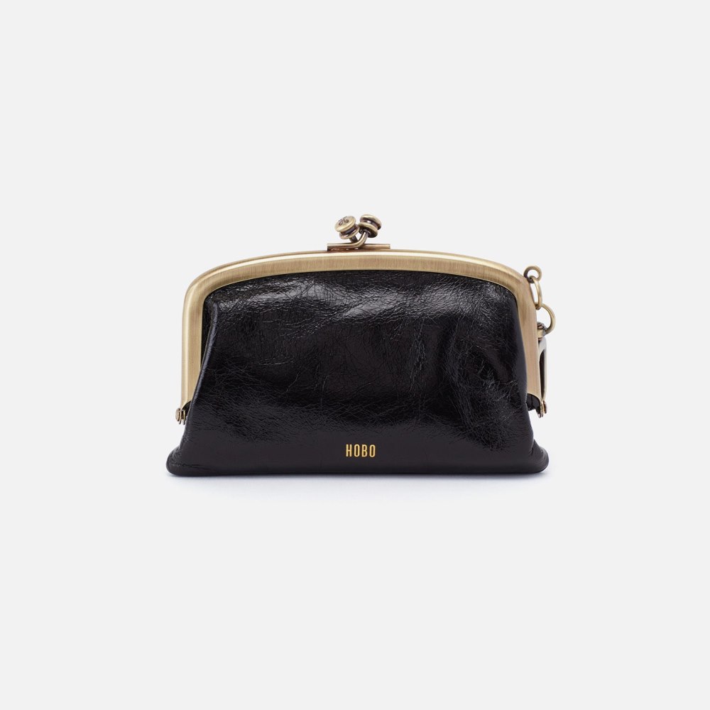 Hobo | Cheer Frame Pouch in Polished Leather - Black