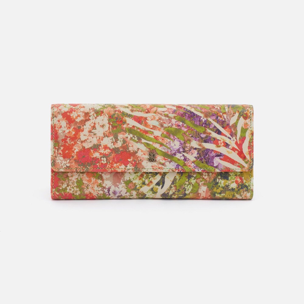 Hobo | Jill Large Trifold Wallet in Printed Leather - Tropic Print