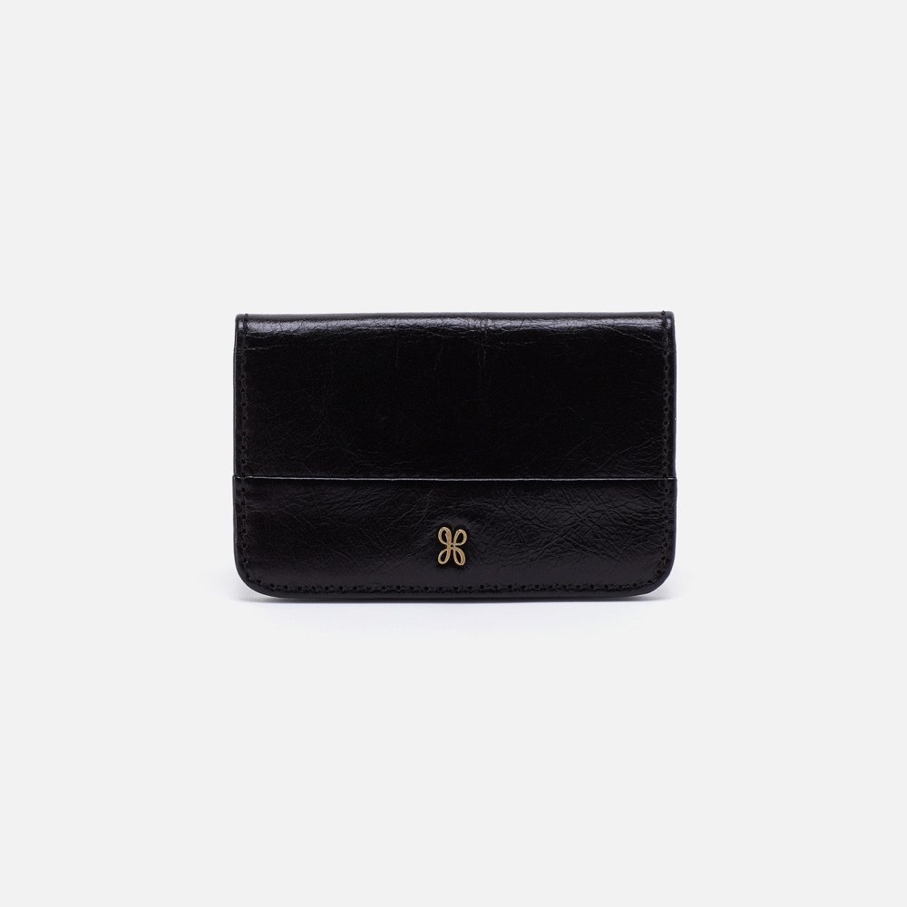 Hobo | Jill Mini Card Case in Polished Leather - Black - Click Image to Close