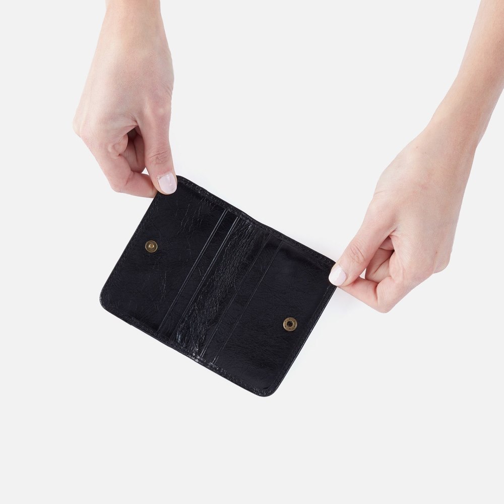 Hobo | Jill Mini Card Case in Polished Leather - Black