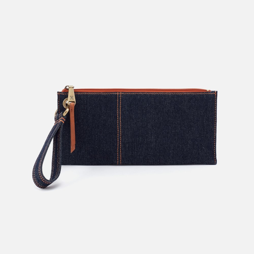 Hobo | Vida Wristlet in Denim Fabric - Dark Denim - Click Image to Close