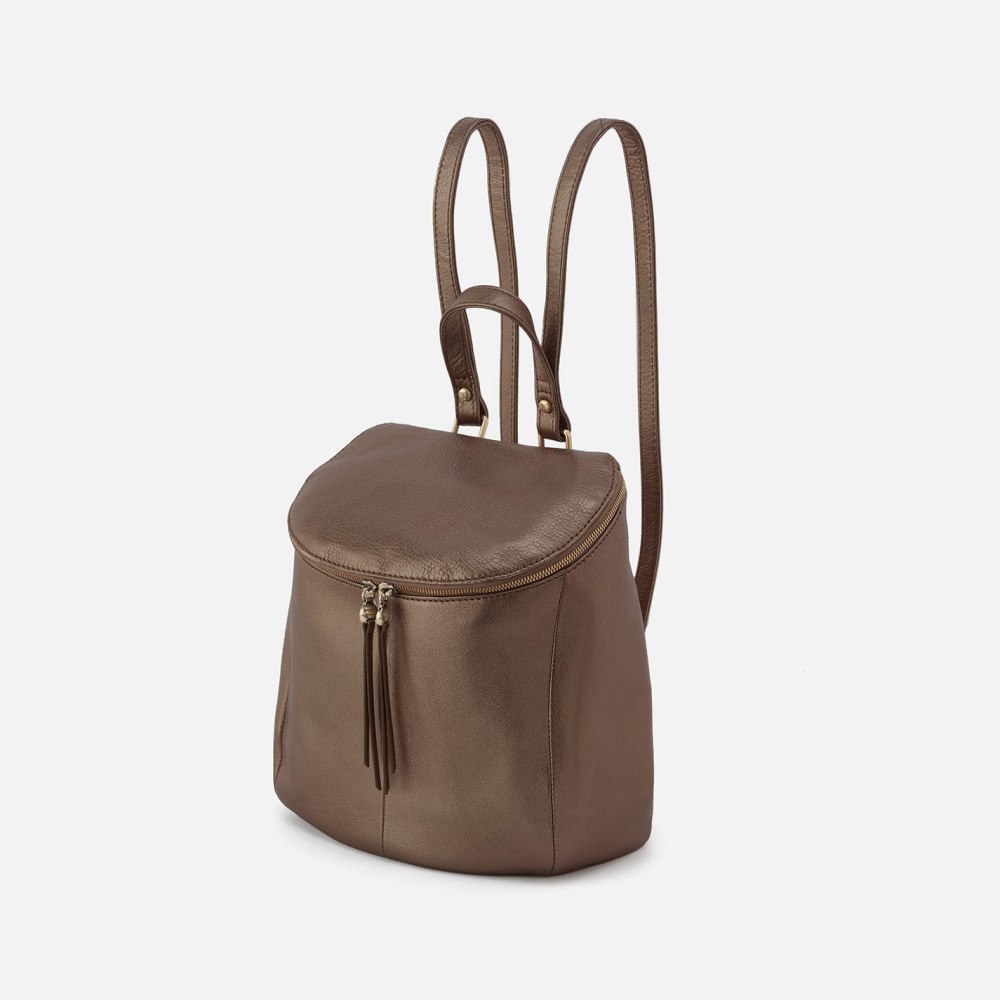 Hobo | River Backpack in Pebbled Metallic Leather - Pewter