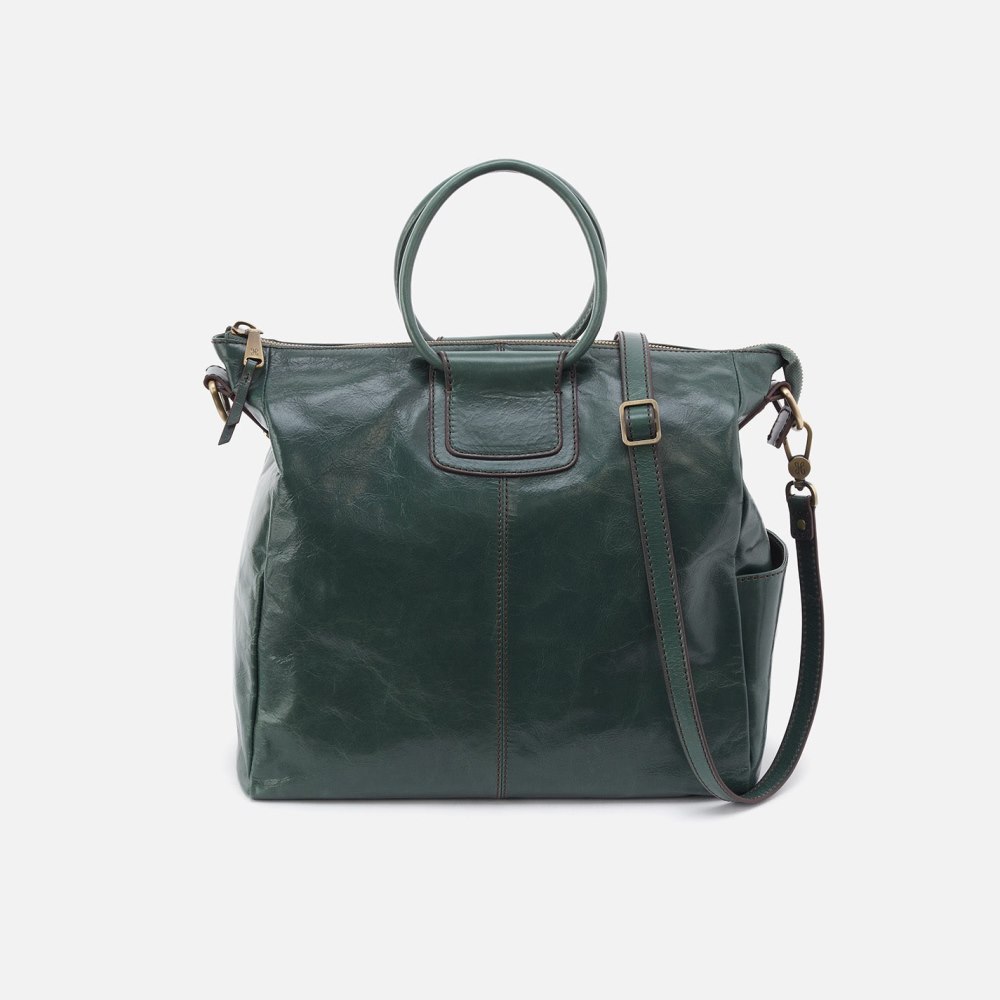 Hobo | Sheila Large Satchel in Polished Leather - Sage Leaf - Click Image to Close