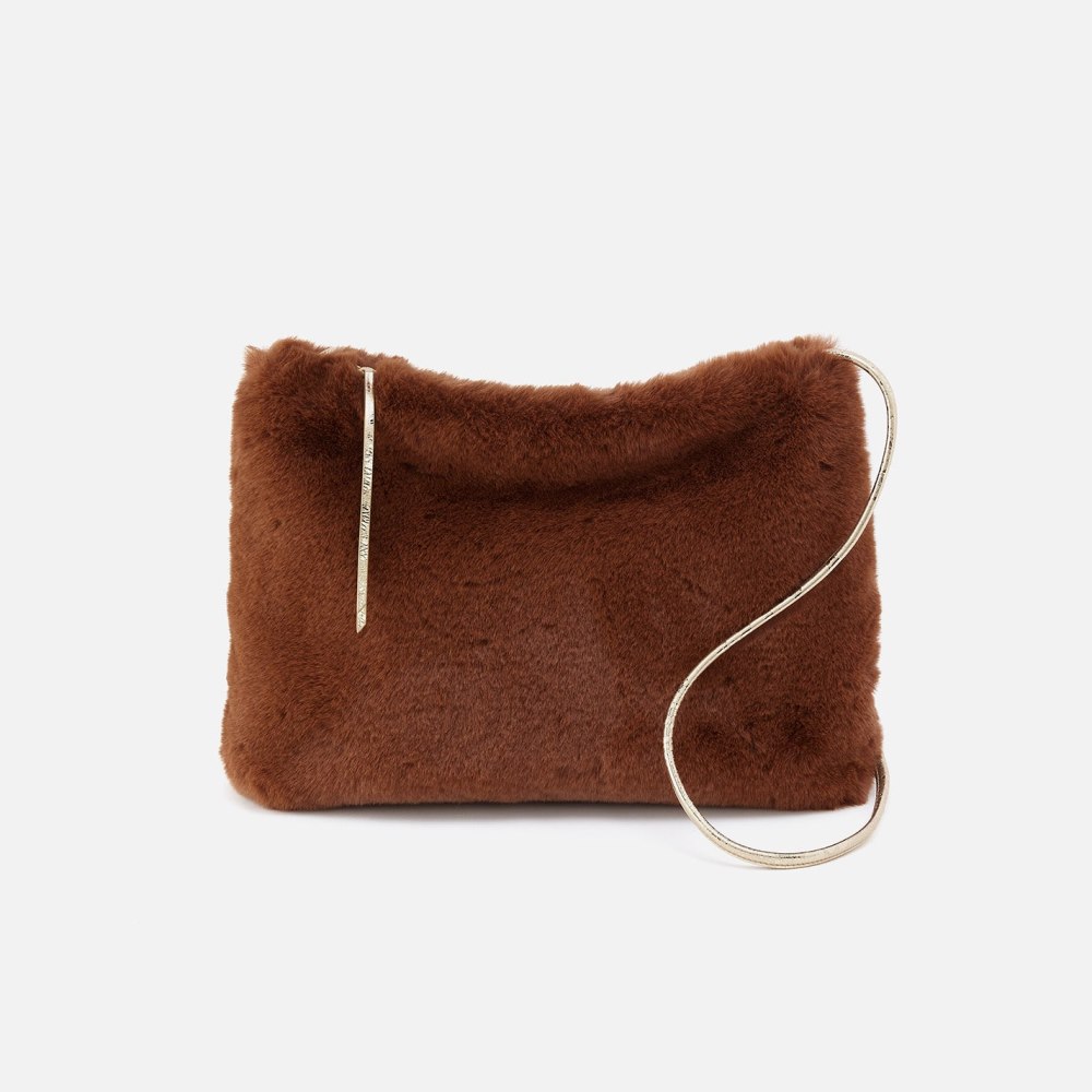 Hobo | Ziggy Crossbody in Faux Fur and Metallic Leather - Medium Brown