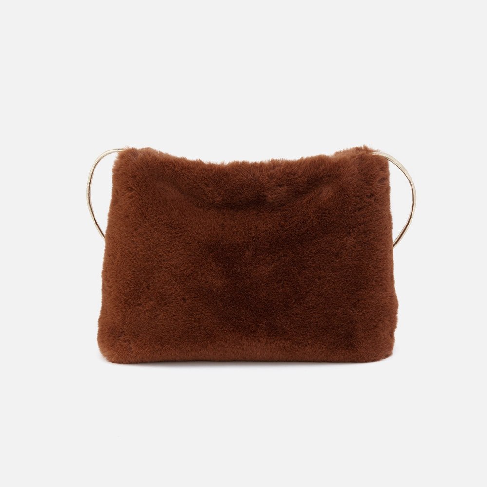 Hobo | Ziggy Crossbody in Faux Fur and Metallic Leather - Medium Brown