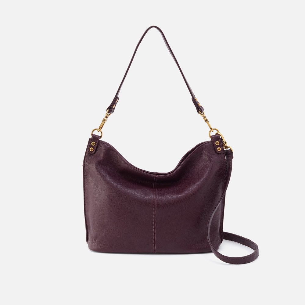 Hobo | Pier Shoulder Bag in Pebbled Leather - Ruby Wine