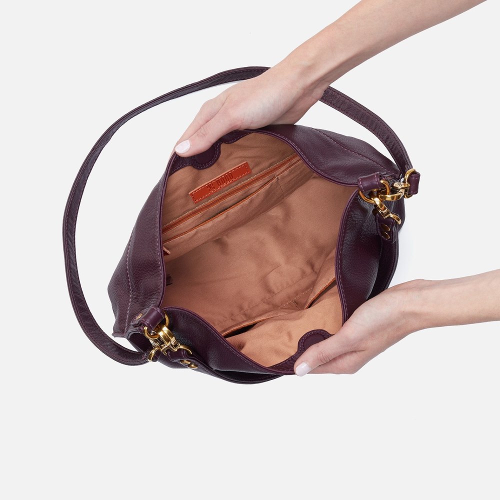 Hobo | Pier Shoulder Bag in Pebbled Leather - Ruby Wine