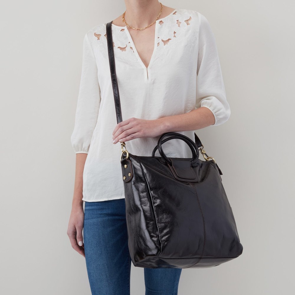 Hobo | Sheila Large Satchel in Polished Leather - Natural