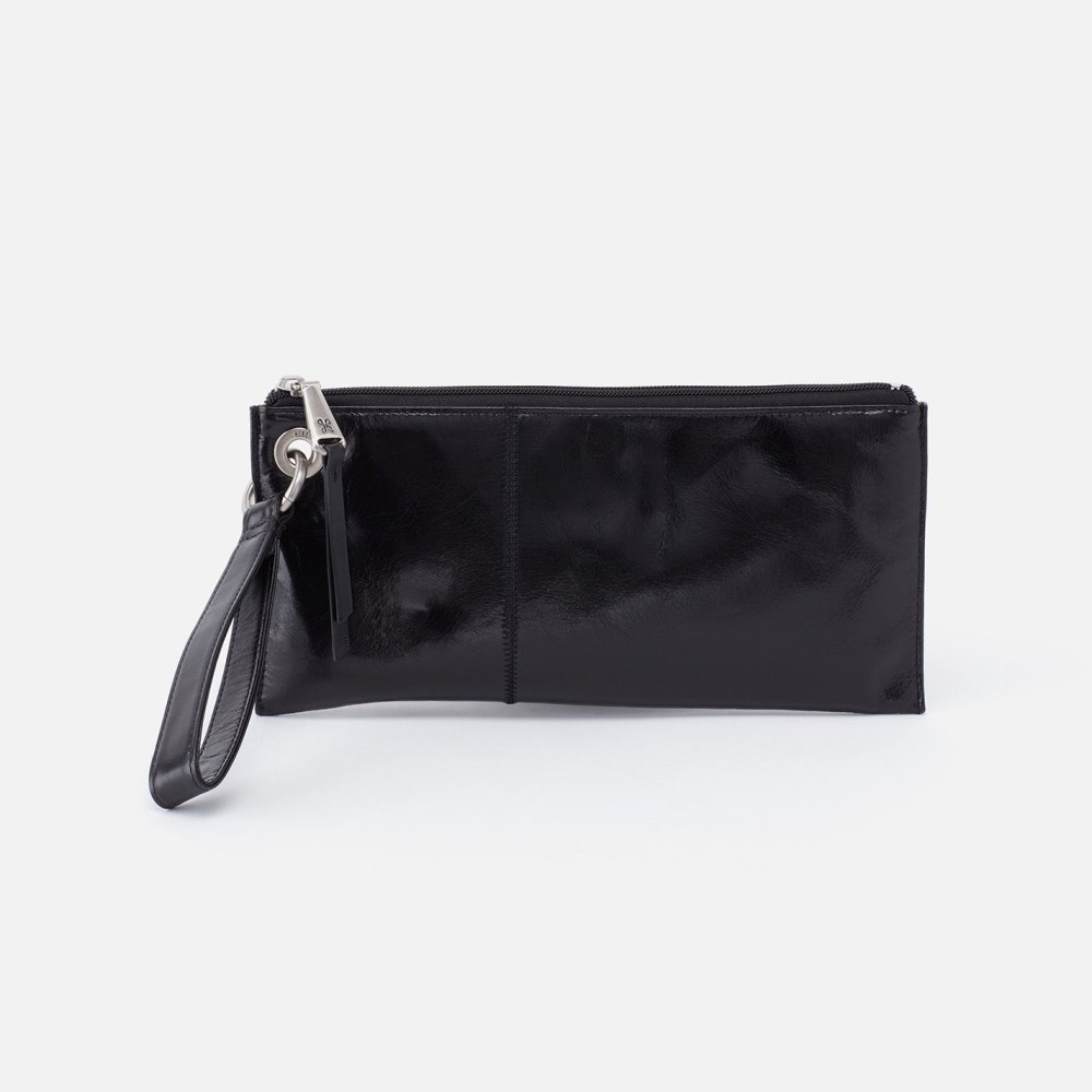 Hobo | Vida Wristlet in Polished Leather - Black