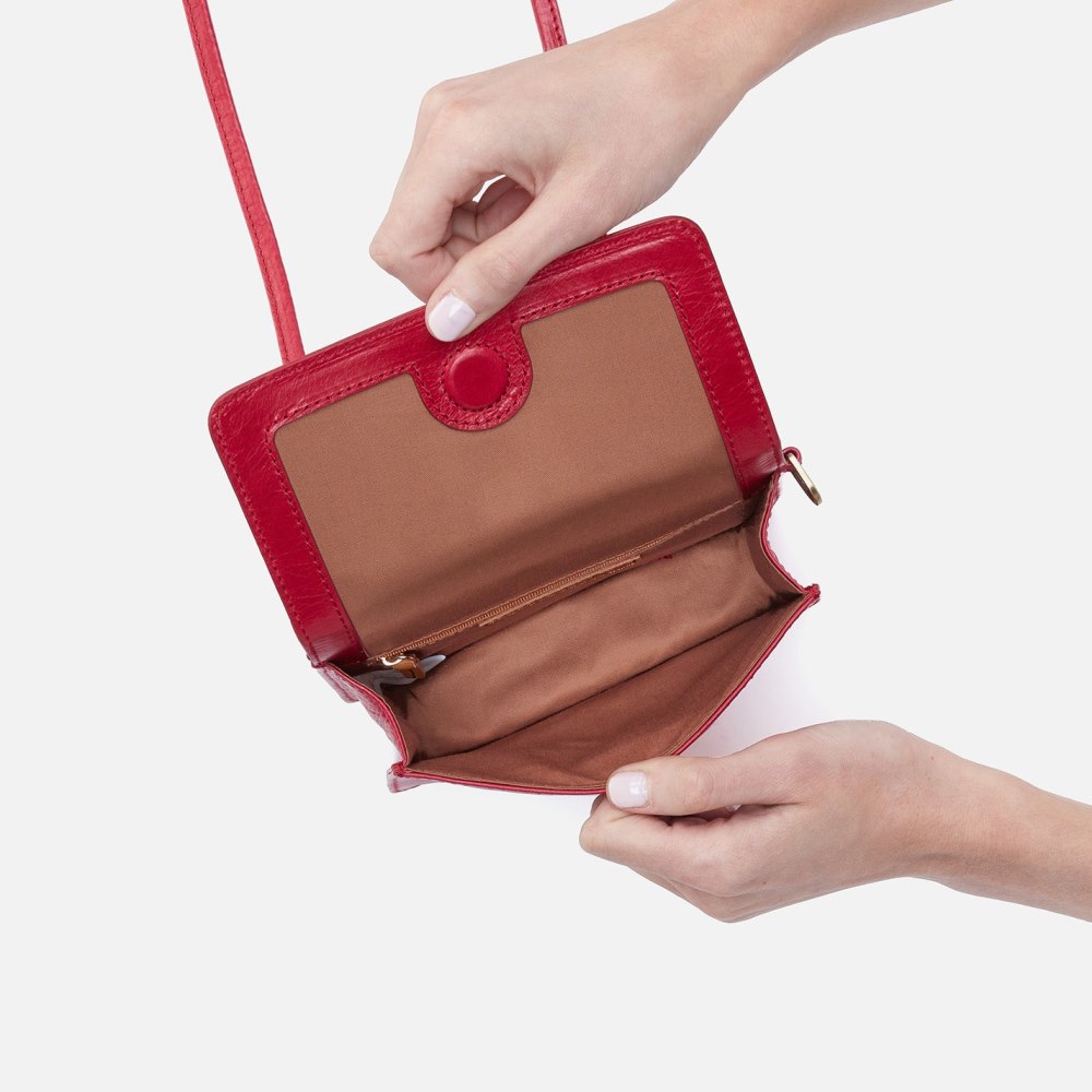 Hobo | Jill Wallet Crossbody in Polished Leather - Claret