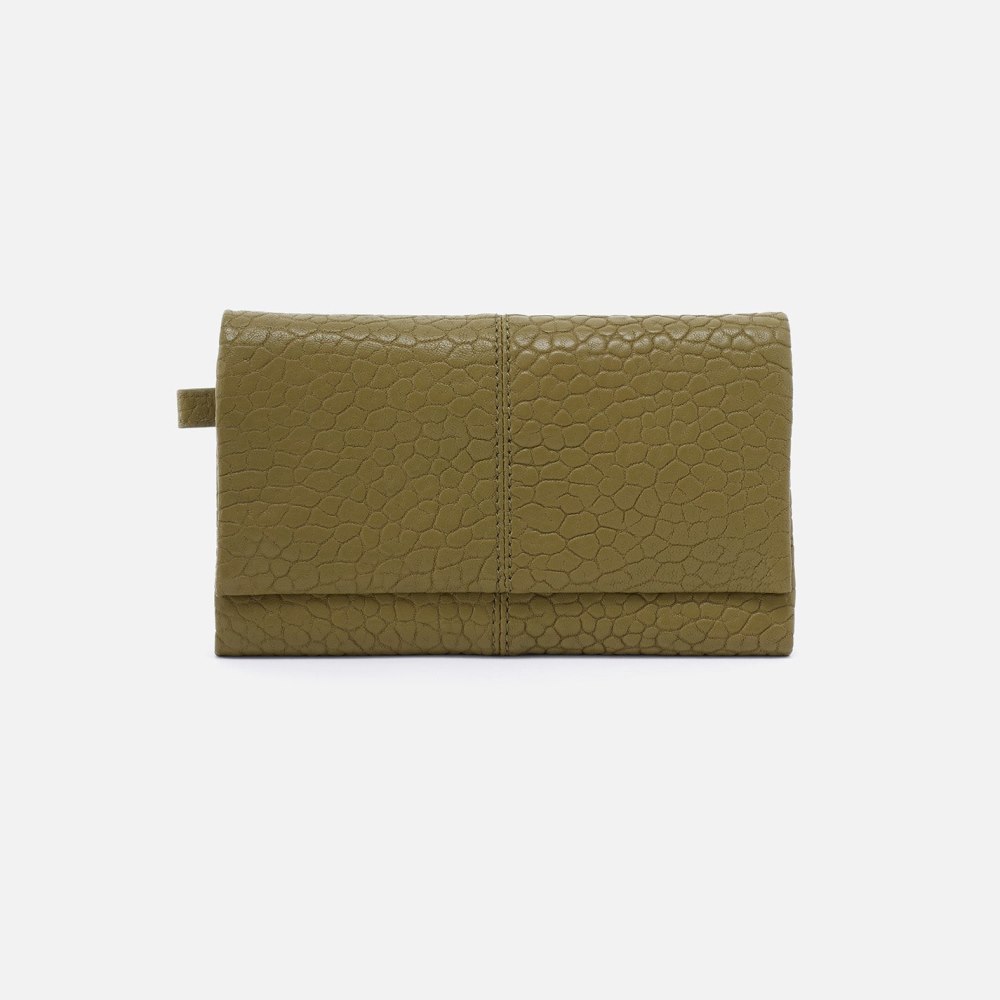 Hobo | Keen Continental Wallet in Bubble Pebbled Leather - Green - Click Image to Close