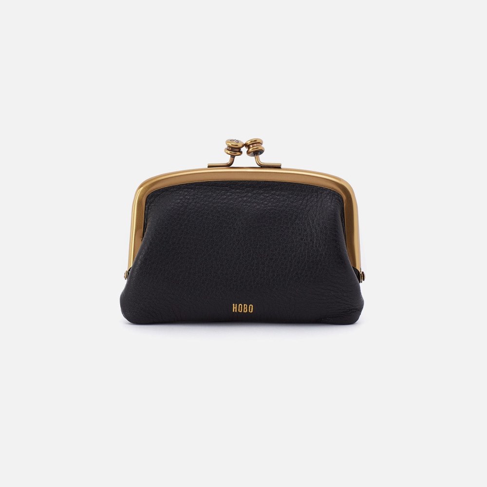 Hobo | Cora Frame Card Holder in Pebbled Leather - Black