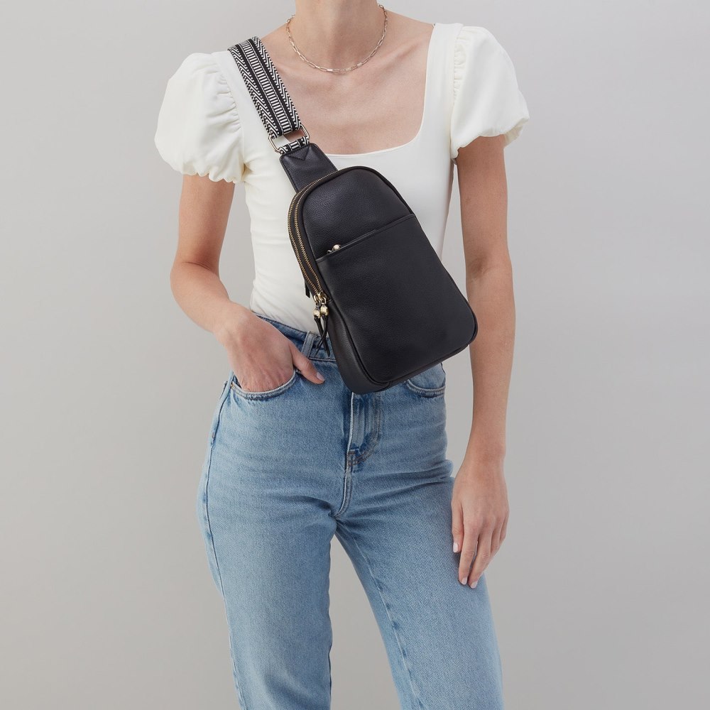 Hobo | Cass Sling in Pebbled Leather - Black